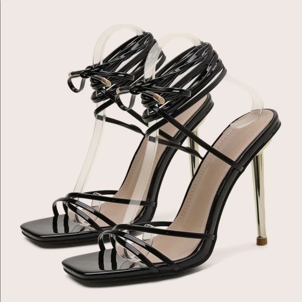 Black lace up heels/ never worn